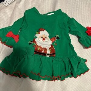Green Santa Dress with Red Accents